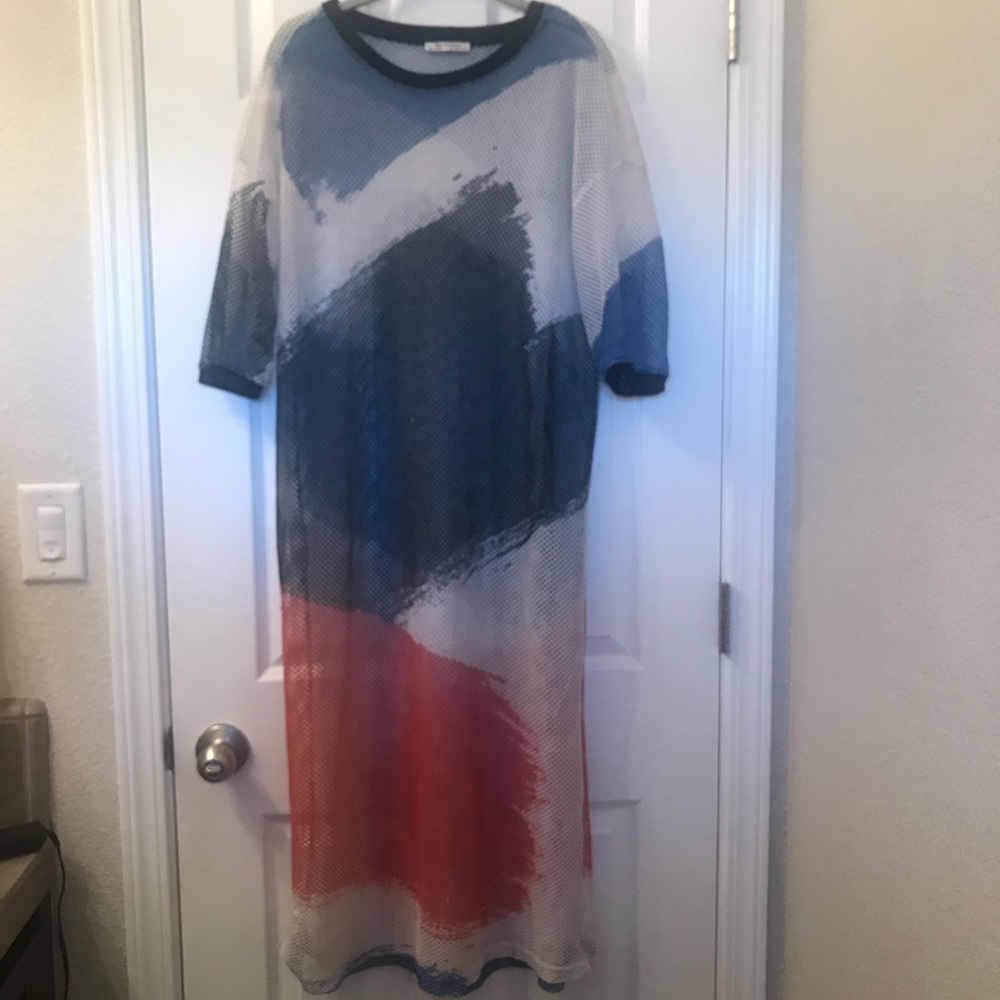 Abstract Printed Mesh Dress